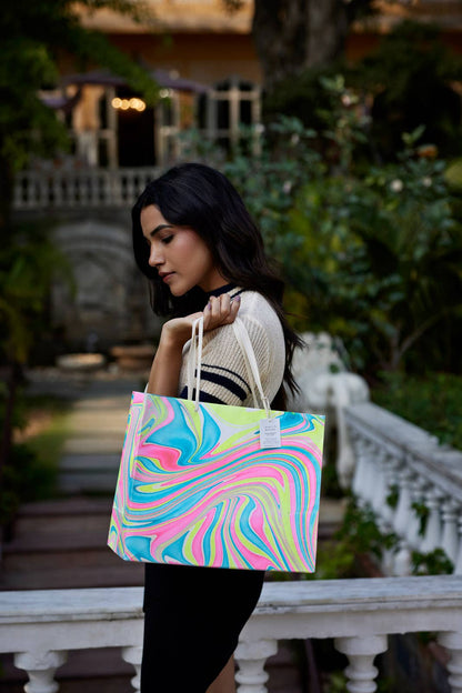 Hand Marbled Gift Bags (Large) - Neon