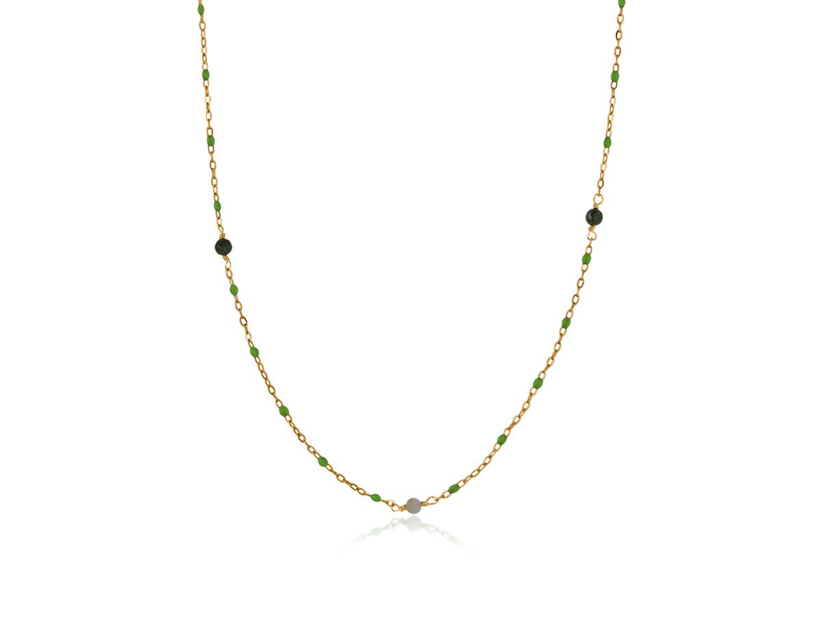 FREYA LONG BEADED DELICATE STAINLESS STEEL NECKLACE