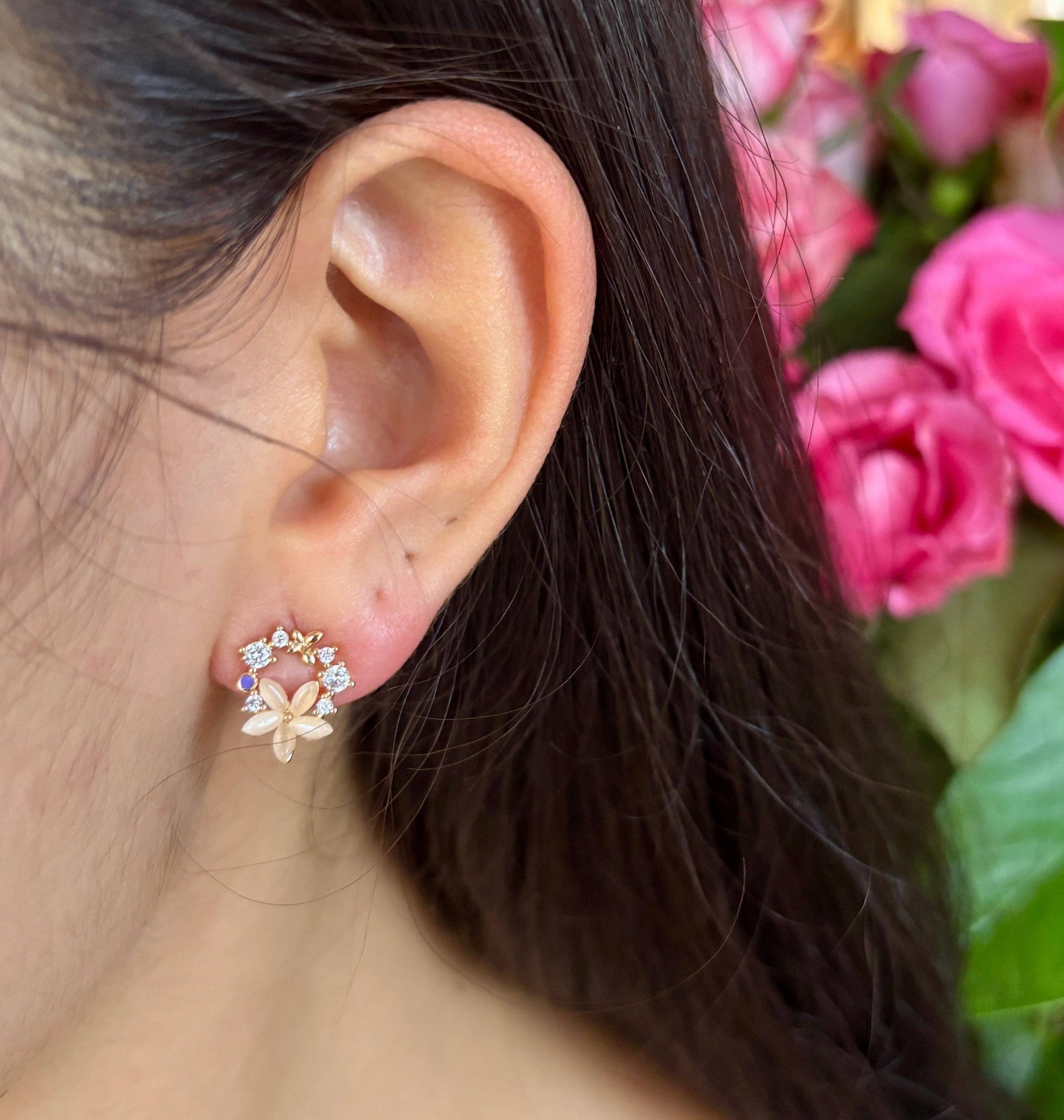 14ct Gold Plated Flower Wreath Earrings