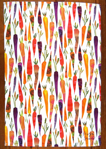 White Carrots Tea Towel