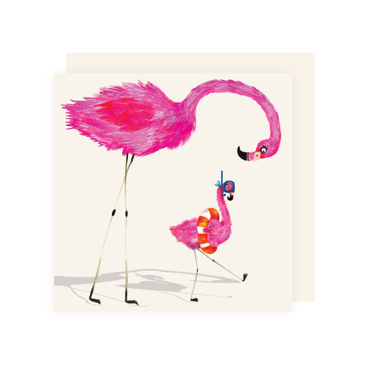 Flamingo and Baby Flamingo Greeting Card