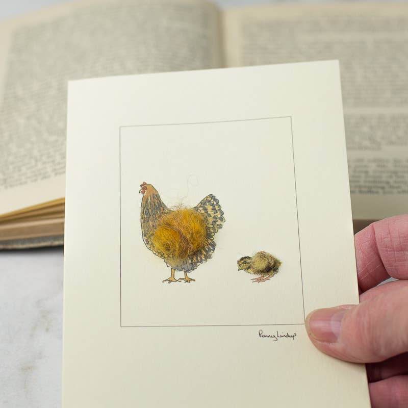 Gold Wyandotte & Chick Greeting Card | Chicken New Baby Card