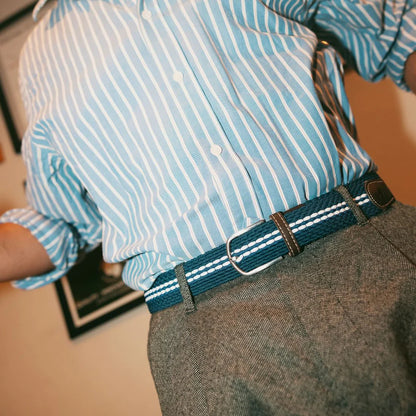 Swole Panda - White Fine Stripe Woven Belt