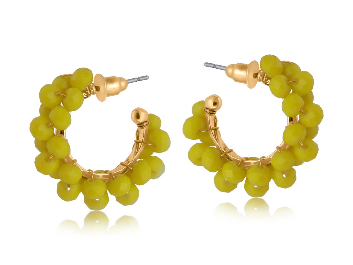 Olympia Cluster Beaded Hoop Earrings