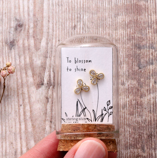 TO BLOSSOM TO SHINE spiral crystal earrings/GOLD