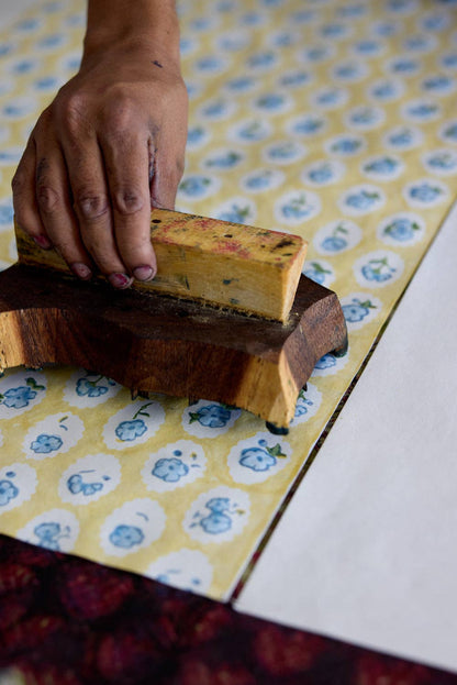 Hand Block Printed Greeting Card - GC Scallop Tiles Alaska Wed
