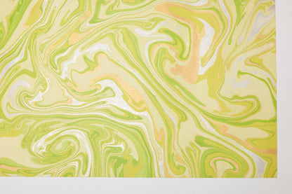 Hand Marbled Gift Wrap Sheets - Free Spirit Limoncello