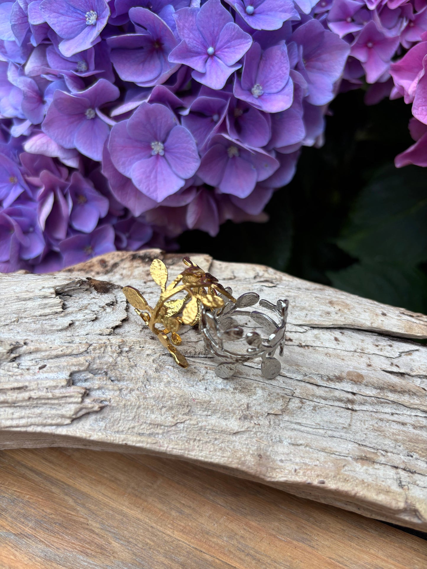 18ct Gold Plated Wrapped Around Leaf Ring