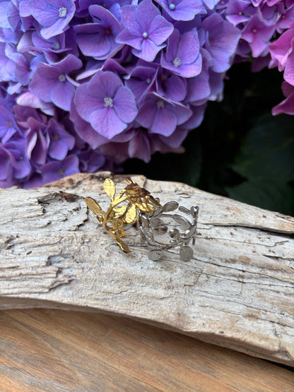 18ct Gold Plated Wrapped Around Leaf Ring
