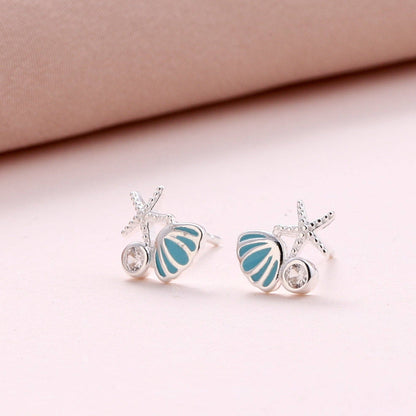 THE COLLECTOR Shell and Starfish crystal earrings