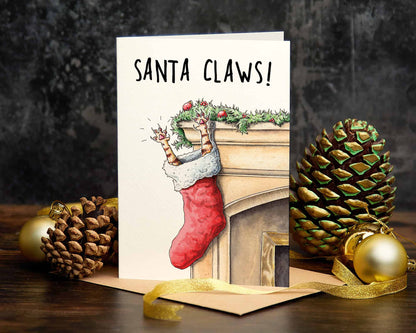 Santa Claws Card - Holiday Card - Christmas Card