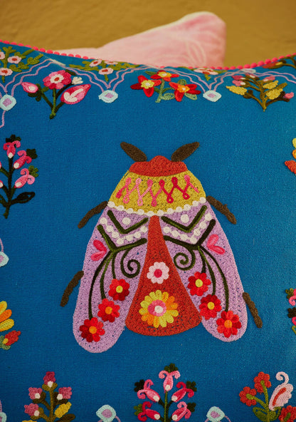 Country Bug Embroidered Cushion