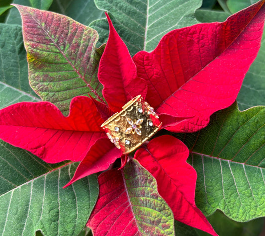 18ct Gold Plated Pink Cubic Zirconia Cuff Ring