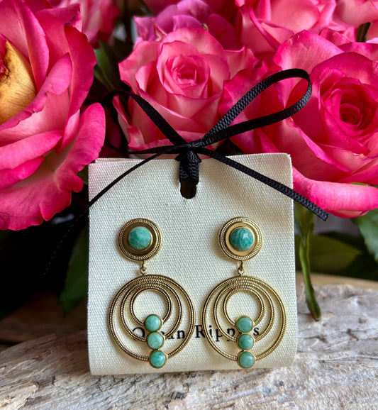 18ct Gold Plated Natural Stone Hoop Earrings