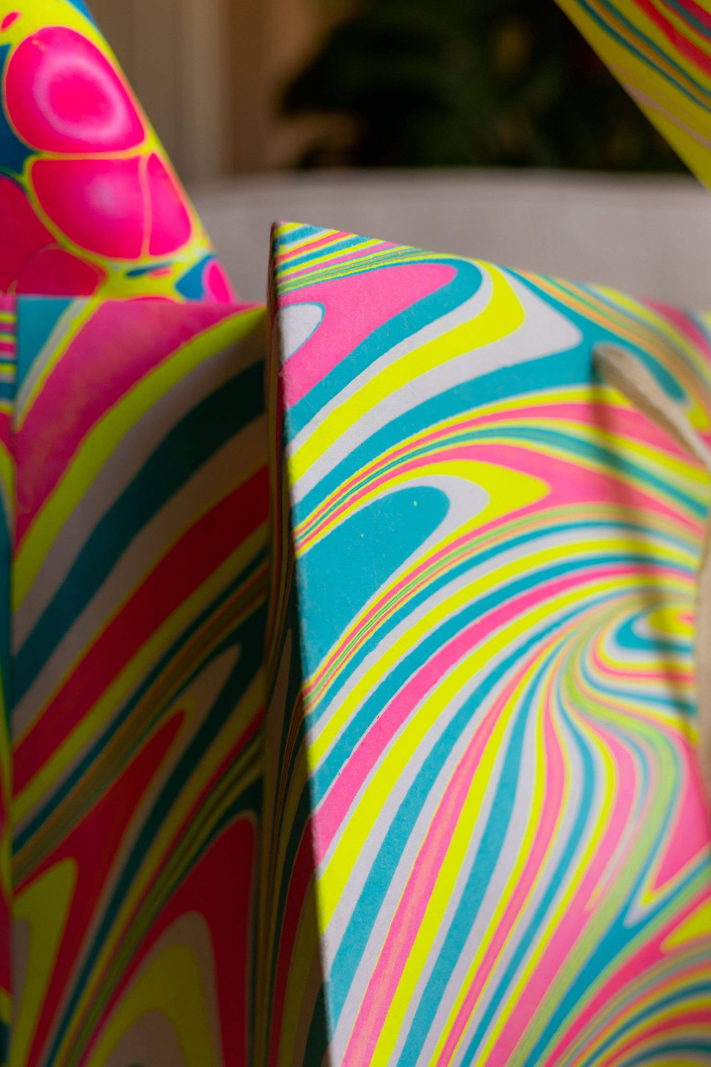 Hand Marbled Gift Bags (Large) - Neon