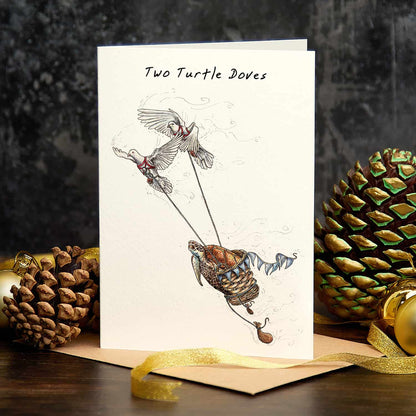 Two Turtle Doves Card - Holiday Card - Christmas Card