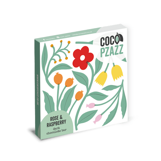 Coco Pzazz Rose & Raspberry Dark Chocolate Bar
