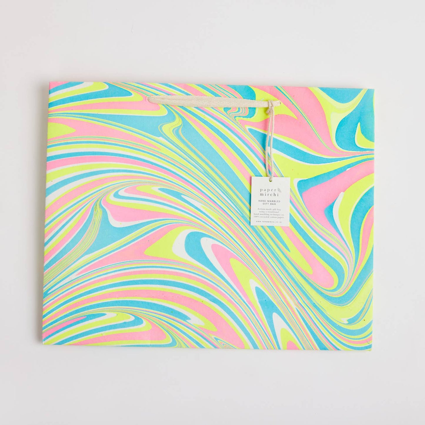 Hand Marbled Gift Bags (Large) - Neon