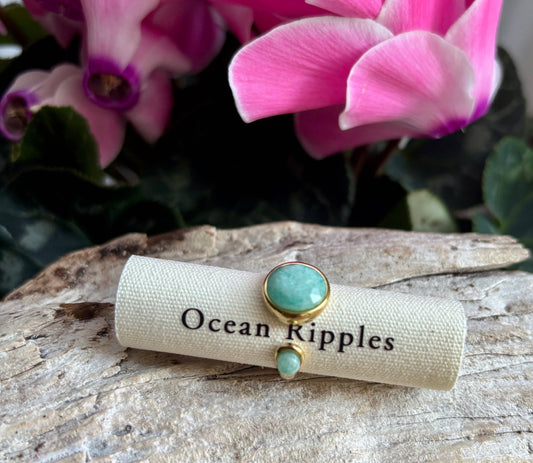 18ct Gold Plated Open Top Natural Stone Ring -