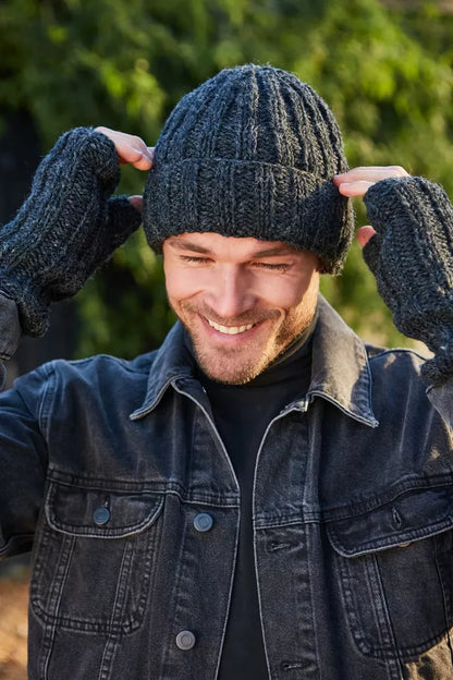 Men's Shetland Roll Back Beanie - Charcoal