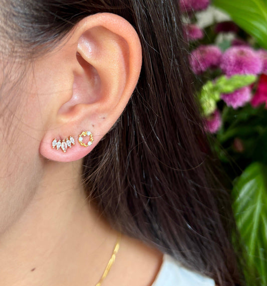 14ct Gold Plated Cubic Zirconia Climber Earrings