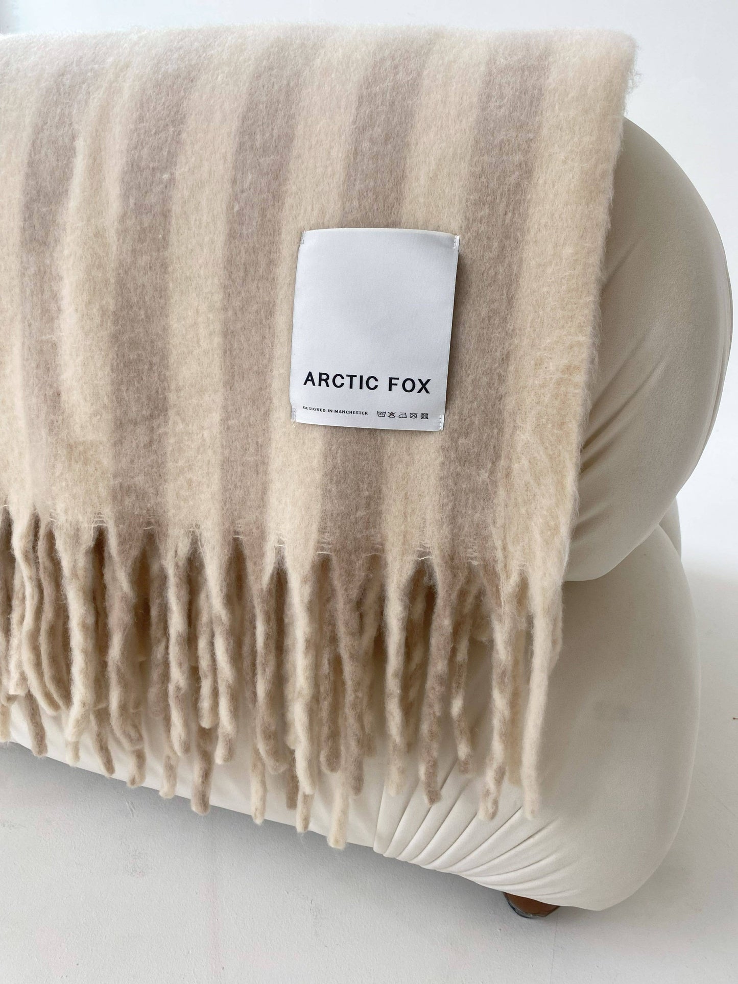 The Wool Stripe Throw - Pale Taupe Stripe