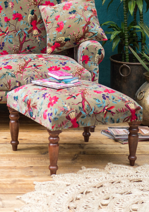 Birds of Paradise Footstool - Olive