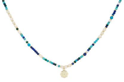 Anansa Turquoise and Lapis Gold Gemstone Necklace