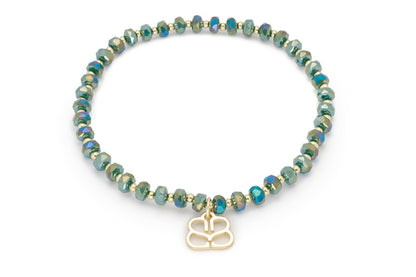 Prunus Green & Gold Crystal Stretch Bracelet