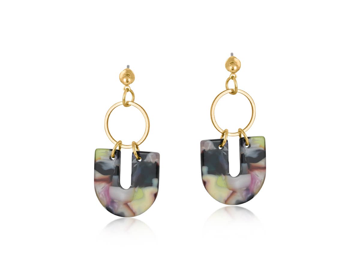 Camille Metal And Resin Geo Statement Stud Earrings