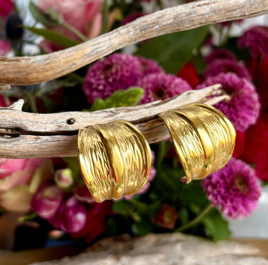 18ct Gold Plated Ripple Earrings