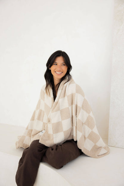 The Teddy Throw - 100% Recycled - Pink Check