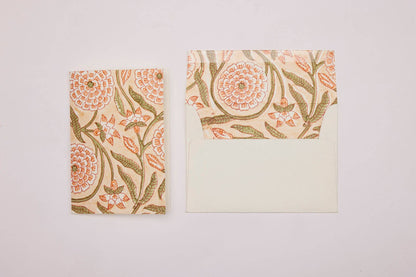 Hand Block Printed Greeting Card - Rajmala Coral