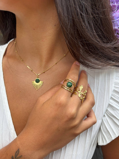 18ct Gold Plated African Jade Pendant Necklace