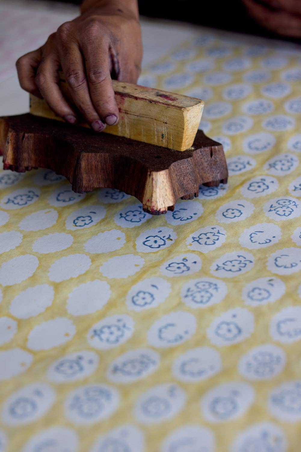 Hand Block Printed Greeting Card - GC Scallop Tiles Alaska HB