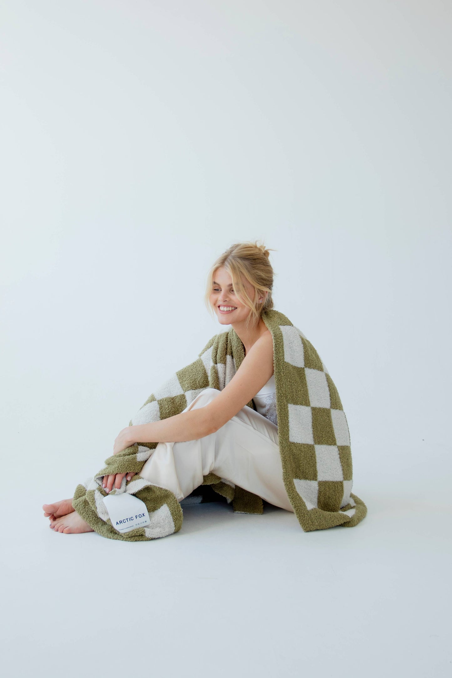 The Teddy Throw - 100% Recycled - Khaki Check - AW25