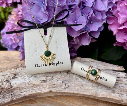 18ct Gold Plated African Jade Pendant Necklace