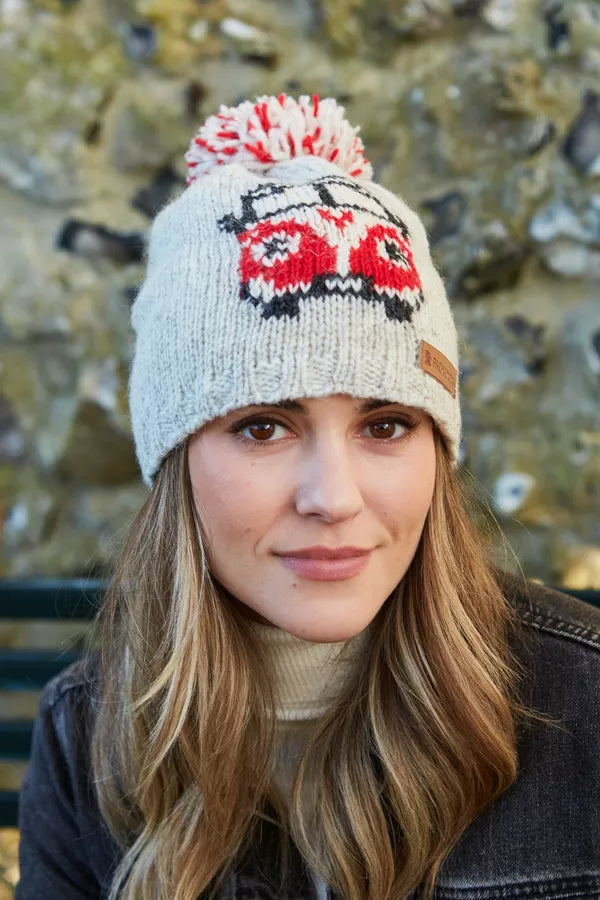 Happy Camper Wool Bobble Beanie