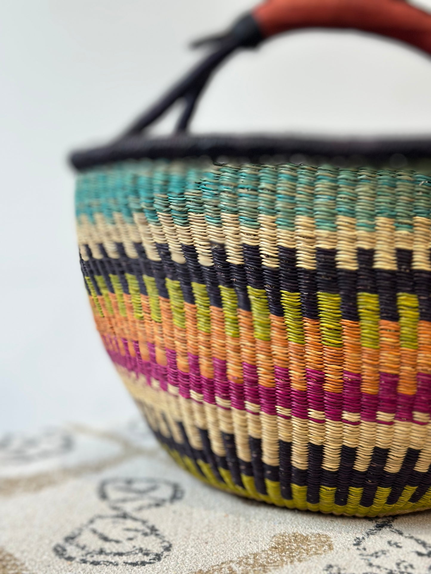 African Bolga Basket - Rainbow