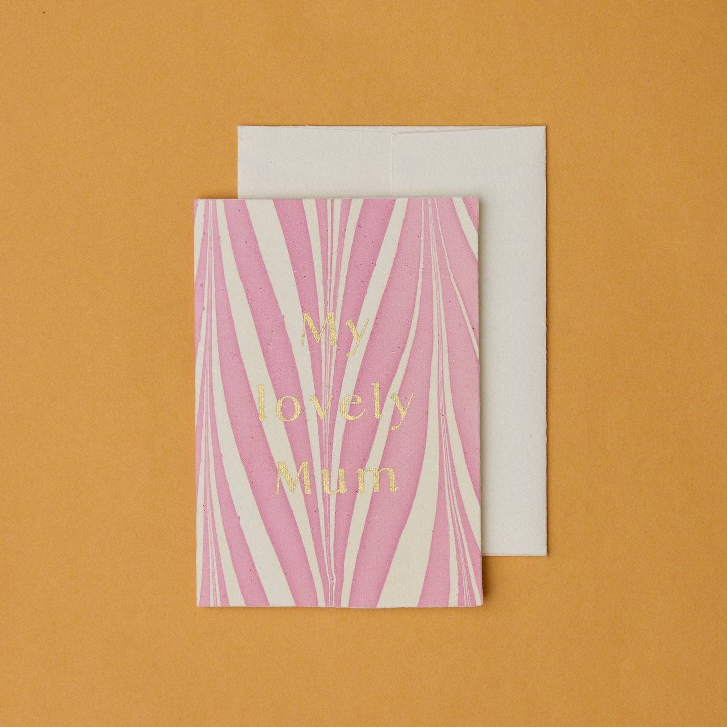 Hand Marbled Greeting Card - Pink Candy Mum