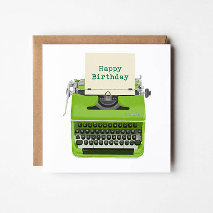 Happy Birthday Typewriter - Blank Greetings Card