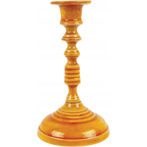 Orange Moulded Ceramic Candlestick