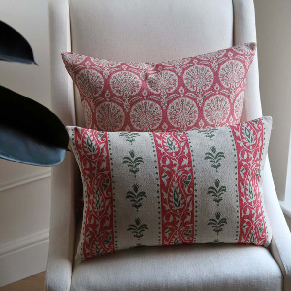Cambridge Green & Pink Linen Cushion