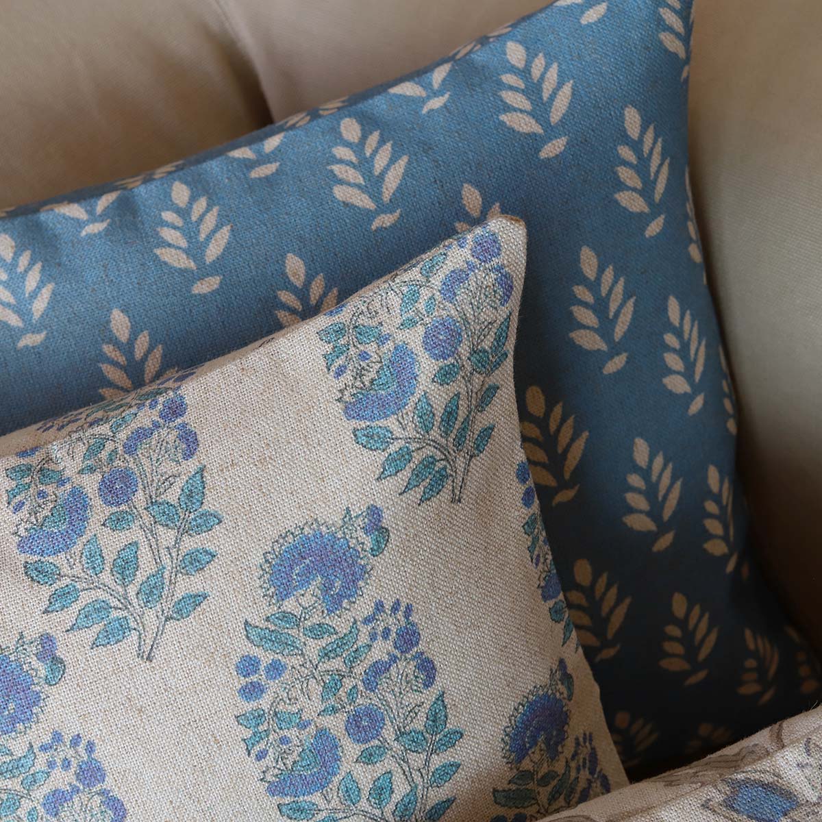 Conifer Blue Linen Cushion