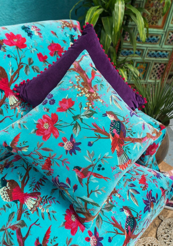 Bird of Paradise Cushion - Blue