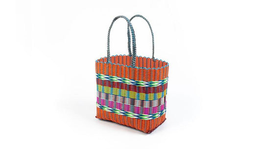 Fairtrade Small Woven Baskets - Orange Multi