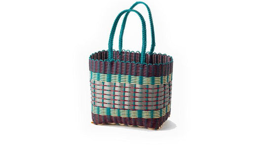 Fairtrade Small Woven Baskets - Turquoise & Silver