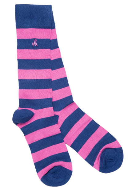 Swole Panda - Blue & Pink Stripe Bamboo Socks