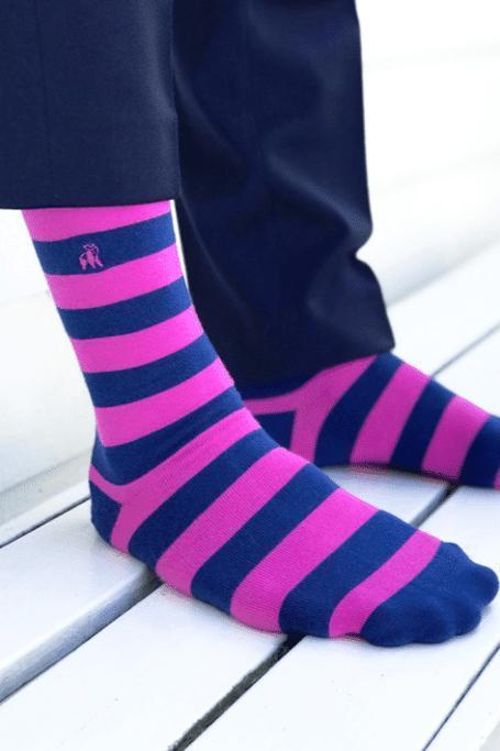 Swole Panda - Blue & Pink Stripe Bamboo Socks
