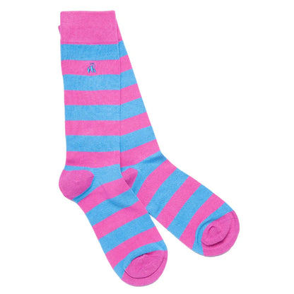 Swole Panda - Women’s Pink And Blue Bamboo Socks